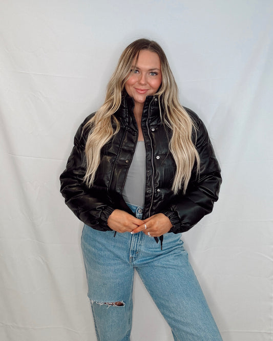 "Camila" Leather Puffer Coat