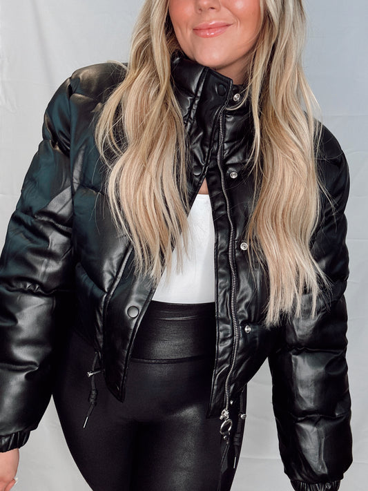 "Camila" Leather Puffer Coat