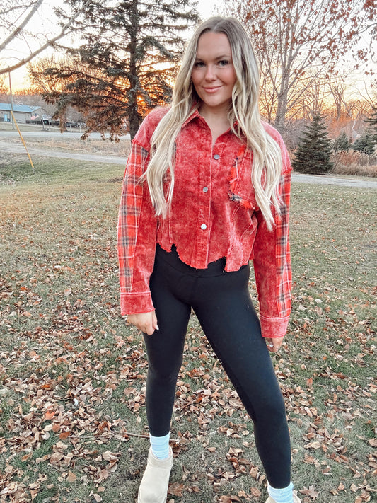 "Noel" Plaid Contrast Jacket